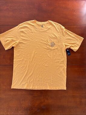 johnnie-O Men's Notre Dame “Play like a Champion Today” Pocket Tee in Gold - NWT